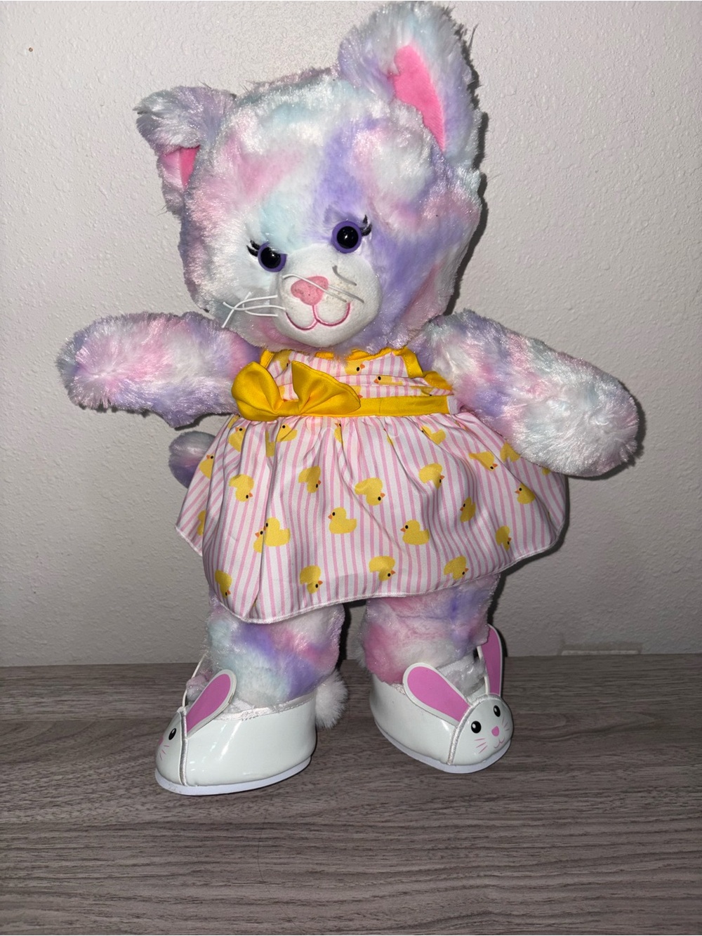 Build-A-Bear Multicolor Pastel Kitty in Pink & Yellow Dress